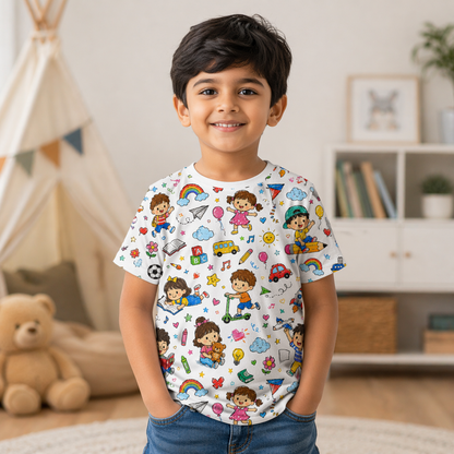 Doodle Art AOP kids T-Shirt (unisex)
