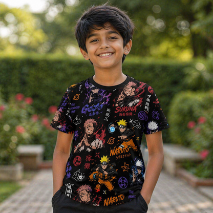 Anime Wars AOP kids T-Shirt (unisex)