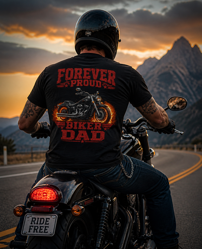 Proud Biker Dad T-Shirt Front-Back (Men)