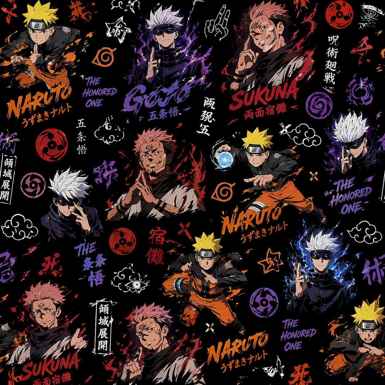 Anime Wars AOP kids T-Shirt (unisex)